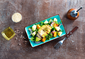 Canvas Print - vegetable salad with fresh avocado