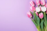 Fototapeta Tulipany - Spring Tulip Flowers With Copy Space For Mothers Day