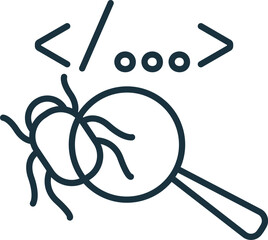 Code debugging icon. Monochrome simple sign from app development collection. Code debugging icon for logo, templates, web design and infographics.