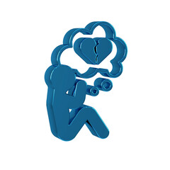 Sticker - Blue Broken heart or divorce icon isolated on transparent background. Love symbol. Valentines day.