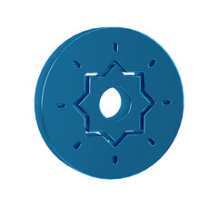 Poster - Blue Shield viking icon isolated on transparent background. Round wooden shield. Security, safety, protection, privacy, guard concept.