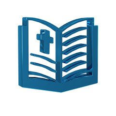 Wall Mural - Blue Holy bible book icon isolated on transparent background.