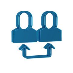 Poster - Blue Exchange work icon isolated on transparent background. Information exchange between people. Employee or people Replacement or swap position concept.