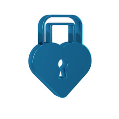 Canvas Print - Blue Castle in the shape of a heart icon isolated on transparent background. Locked Heart. Love symbol and keyhole sign. Happy Valentines day.