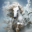 Artistic abstract portrait of a white horse.