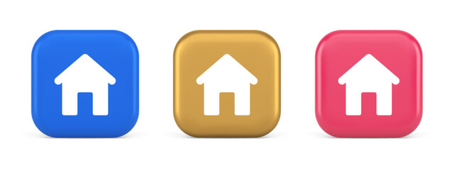 Wall Mural - home page button house web symbol cyberspace application interface 3d realistic icon