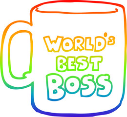 Canvas Print - rainbow gradient line drawing of a worlds best boss mug