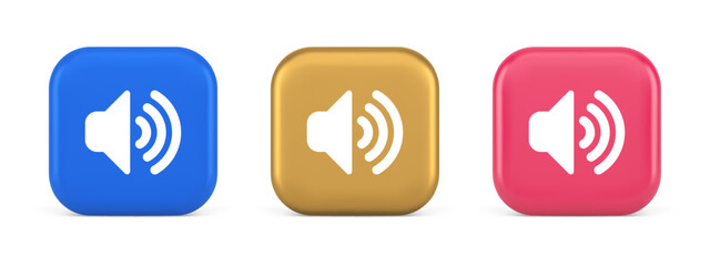 Wall Mural - volume sound button speaker acoustic level noise wave control 3d realistic icon
