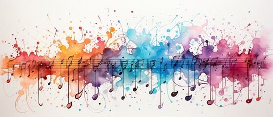 Vibrant white music notation drawing.