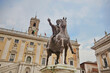 Photo of the Equestrian statue of Marcus Aurelius in Rome on the Capitoline Square, Italy