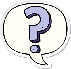 Sticker - cartoon question mark with speech bubble sticker