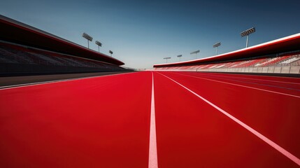 Wall Mural - Red race track used for athletics photorealistic image captured by a Hasselblad camera and a 75mm lens 