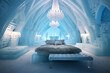 The unique architecture of an ice hotel - a remarkable frozen structure with innovative design - offering a transient but unforgettable winter accommodation experience.