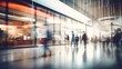 © DELstudio - Generative AI, shopping mall with people, motion blur, blurred abstract background