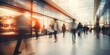 © DELstudio - Generative AI, shopping mall with people, motion blur, blurred abstract background