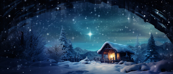 snowy christmas nativity scene landscape