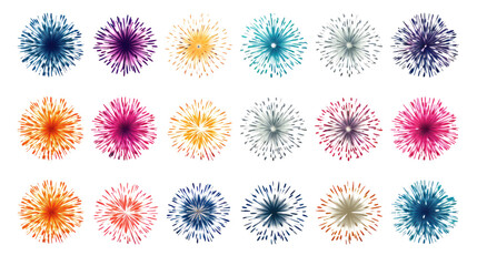 Leinwandbilder - Set of vector fireworks Isolated on transparent background, png file.