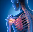 Painful shoulder joints. Frozen shoulder, Impingement. 3D illustration