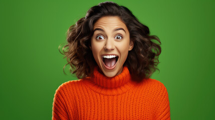 Poster - Happy smiling woman on colored background