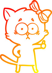 warm gradient line drawing of a cartoon cat