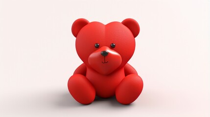 Wall Mural - Icon of teddy bear toy with a heart. 3d rendering icon teddy bear toy with heart. Teddy bear toy with a heart