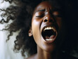 Shouting young black woman, stress concept