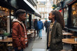 Conflict situation, first break up concept. African American teenager high school couple arguing misunderstanding on a street, Unhappy dating relationship, fighting quarreling disgusted teenage couple