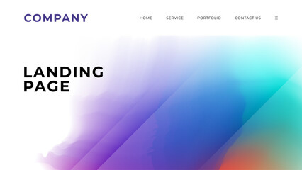 Poster - Landing page. Blurred background with soft color gradients and dynamic lines for website graphic design. Vector illustration.