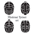 Set of medieval helmets icons Vector