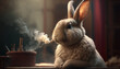 Smoking rabbit animal cigarette easter bunny pictures AI Generated image