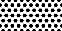 Soccer Ball Seamless Pattern. Repeating Black Football Print Isolated On White Background. Repeated Hexagon Texture For Sport Prints Design. Abstract Balls Repeat Wallpaper. Vector Illustration