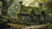 Wonderful Stone Cottage Forest Hobbit Homes Pictures AI Generated Art