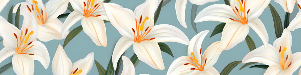 Wall Mural - simple illustration of lilyy flowers background banner