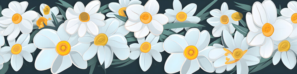 Wall Mural - simple illustration of daffodil flowers background banner