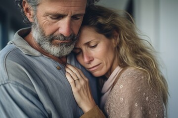 Wall Mural - A heartwarming image of a man and a woman embracing each other. Perfect for expressing love and affection.