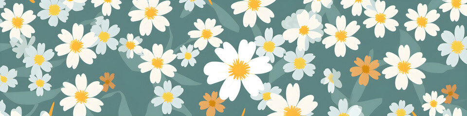 Wall Mural - simple illustration of daisy flowers background banner