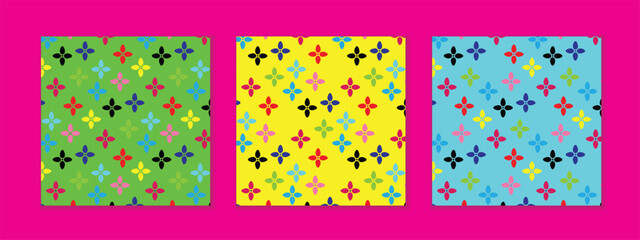 Canvas Print - abstract seamless geometric set of coloring flower pattern perfect for banner poster.
