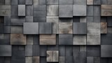 Fototapeta Przestrzenne - Abstract block stack wooden 3d cubes, black wood texture for backdrop