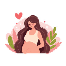 Pregnant Woman . Vector Illustration In Flat Style