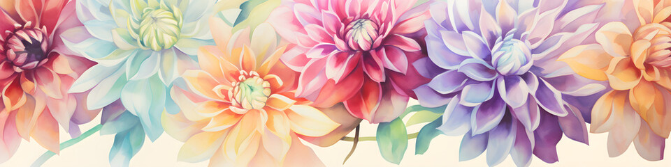Wall Mural - watercolour dahlia flowers background banner