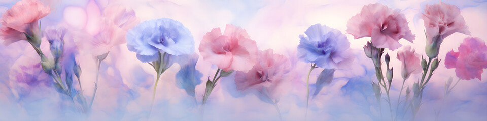 Wall Mural - watercolour carnation flowers background banner