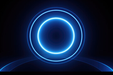 Wall Mural - a blue neon ring on a black background. ideal for futuristic or technology-themed designs