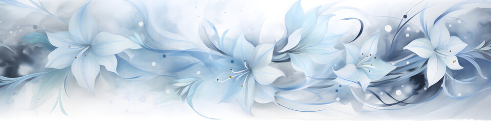 Wall Mural - ink and water sketch of lily flowers background banner
