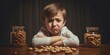 Unhealthy Boy Faces Allergic Discomfort Before Nuts, Highlighting the Link Between Poor Nutrition and Food Allergies