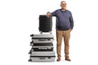 © Ljupco Smokovski - Mature man leaning on a pile of suitcases
