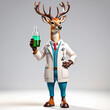 © Ahmed - anthropomorphic caricature deer wearing a chemistry clothing with chemical tools