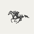 Vector silhouette of racing horse with jockey