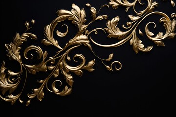 3D gold ornaments for decoration on a black background