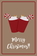 Poster - Flat style vertical christmas card Vector