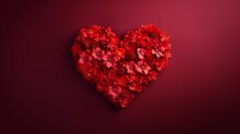 AI Generated Illustration Of A Red Heart Made Of Flowers On A Red Background